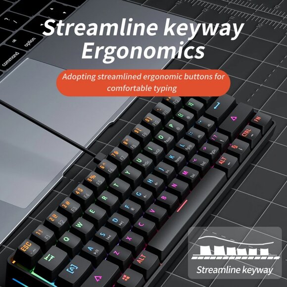 Compact 61-Key RGB USB Mechanical Keyboard with Red Switches - Picture 2 of 5